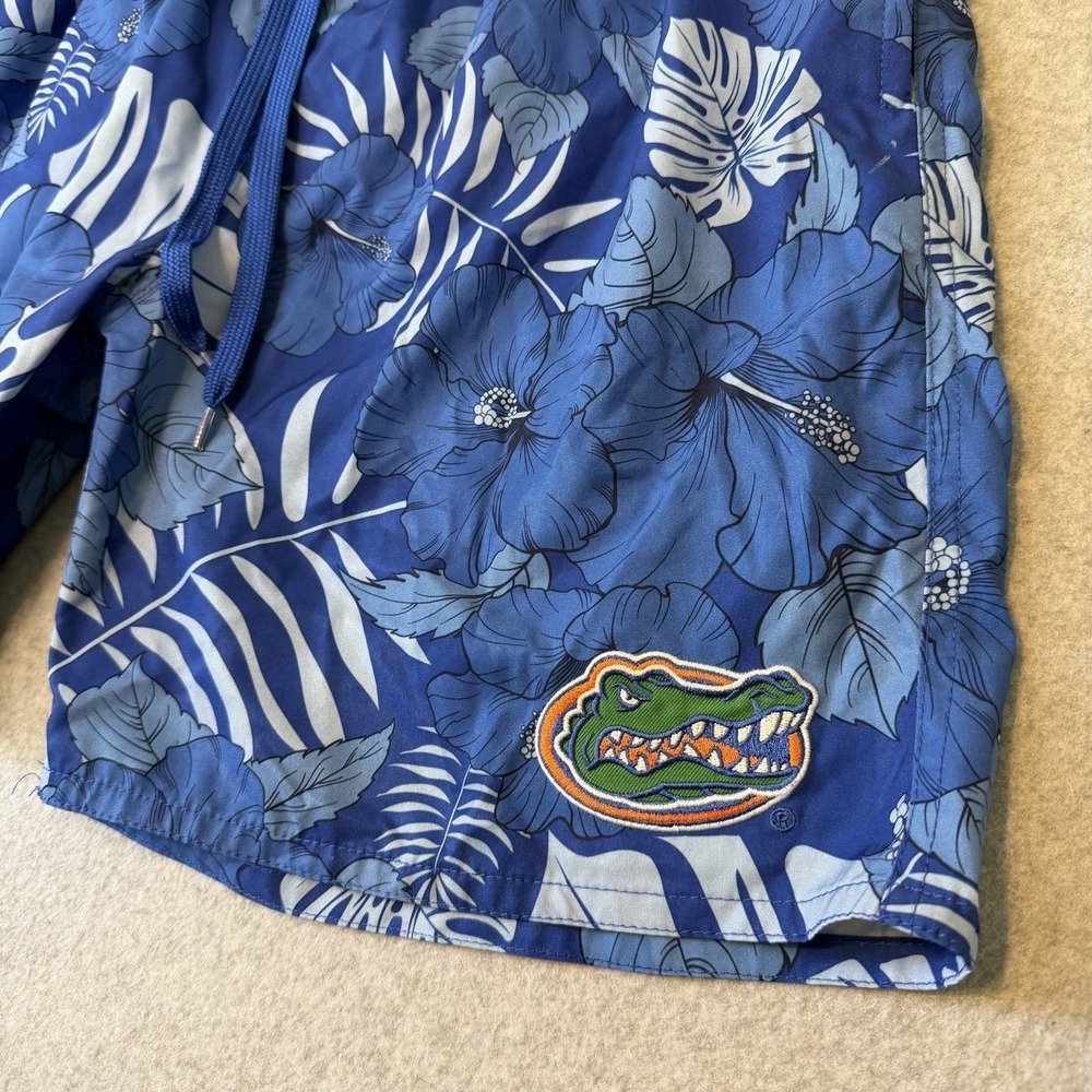 Florida Gators Preppy Swim Trunks Blue Tropical Floral/Embroidered Logo Size L